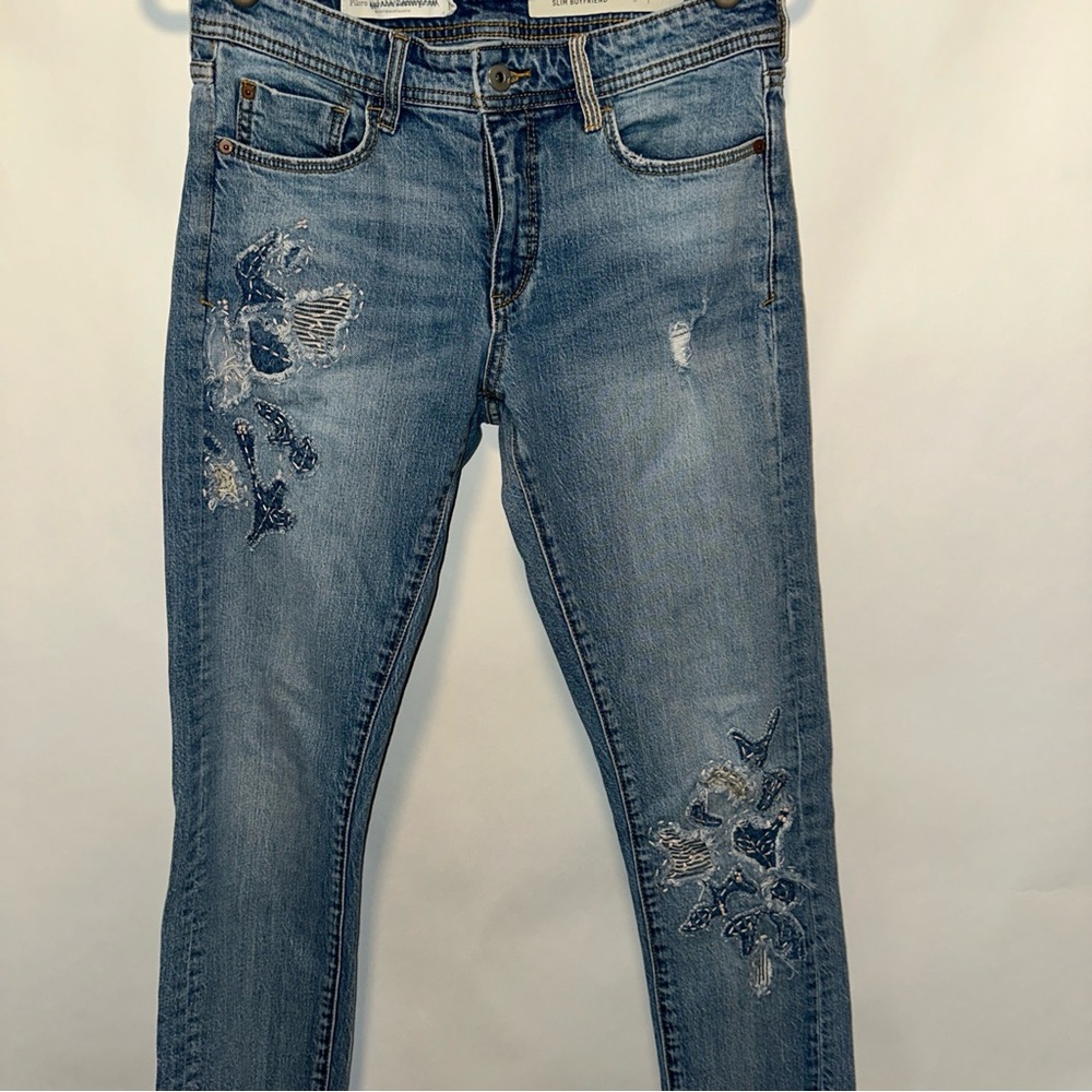 Pilco Jeans by Anthropology Slim Boyfriend W30” L27” Distressed Raw Hem